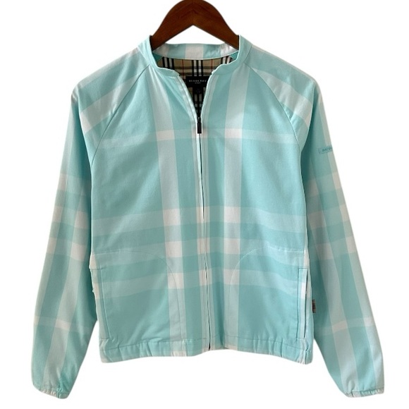 Burberry Light Blue and White Check Full Zip Jacket Size Small - Picture 3 of 11
